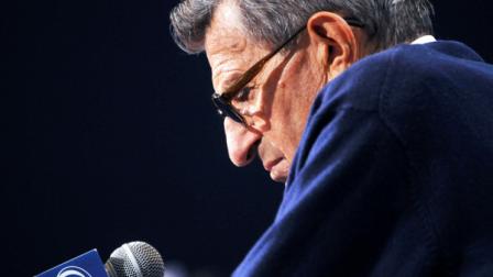 Penn State coach Joe Paterno listens to a question during his weekly NCAA college football news conference on Tuesday, Nov 16, 2010 in State College, Pa. Penn State plays Indiana on Saturday in Landover, Md. (AP Photo/Pat Little)