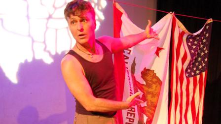 In this undated theater publicity image released by Richard Kornberg and Associates, Tim Miller is shown in a scene from Lay of the Land, in New York. (AP Photo/Richard Kornberg and Associates)