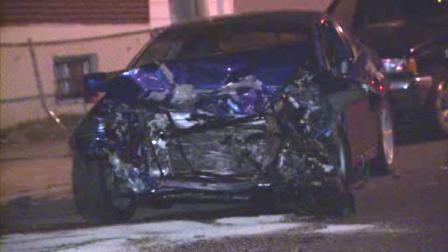 A driver lost control of his car on a Philadelphia street, and crashed into two parked cars.