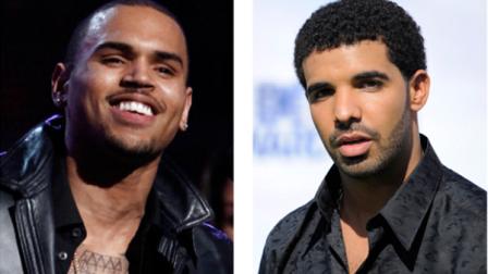 This combination of 2012 and 2011 file photos shows hip hop stars Chris Brown, left, and Drake. New York City police investigated a report Thursday, June 14, 2012 of a bar brawl involving hip-hop stars Drake and Chris Brown and their entourages in which bottles flew and five people were injured. (AP Photo/Matt Sayles, Chris Pizzello)