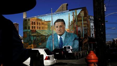 The mural A Tribute to Frank Rizzo by Diane Keller is seen in Philadelphia, Friday, Jan. 19, 2007.