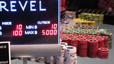 In this May 21, 2012 photo, stacks of chips sit on a gambling table at Revel in Atlantic City N.J. Revel, Atlantic Citys 12th casino, is having its grand opening from May 25 to May 28, 2012. (AP Photo/Wayne Parry)