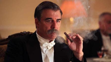 This image released by Encore shows actor Chris Noth portraying J.P. Morgan in a scene from the Encore cable channel 12-hour miniseries, Titanic: Blood and Steel. The series will premiere on six consecutive nights, with two episodes airing back to back, on Encore beginning Monday at 8 p.m. EDT. (AP Photo/Encore)