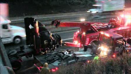 Overturned truck on Pa. Turnpike