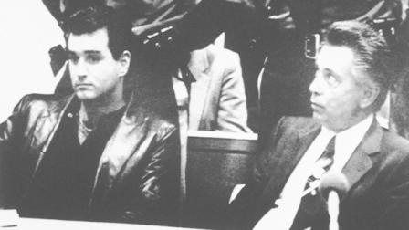 FILE - In this file photo from Nov. 3, 1986, Nicodemo Scarfo, lower right, and his nephew, Philip Leonetti, lower left, sit in court in Atlantic City, N.J., when the two were brought before a judge to hear new charges of racketeering, loansharking and gambling. Leonetti, a former Philadelphia underboss known as Crazy Phil has lived under an assumed name since leaving prison in 1992 and switching sides to help the FBI. In his new book, Mafia Prince, which comes out next week, he admits killing 10 people for his uncle, the notoriously ruthless 1980s-era mob boss Nicodemo Nicky Scarfo. (AP Photo/Pool, File)