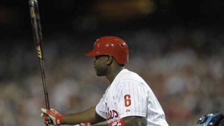 Philadelphia Phillies Ryan Howard is shown at bat during a baseball game against the New York Mets, Tuesday, April 9, 2013, in Philadelphia. (AP Photo/Michael Perez)
