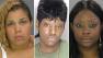 From left, 26-year-old Tara Jenkins of Glenside, Pennsylvania, 25-year-old Tylisa Williams and 24-year-old Shadeya Granger, both of Philadelphia, are facing charges after allegedly stealing thousands of dollars in merchandise from a Delaware County TJ Maxx, then leading police on a high speed multi-state pursuit