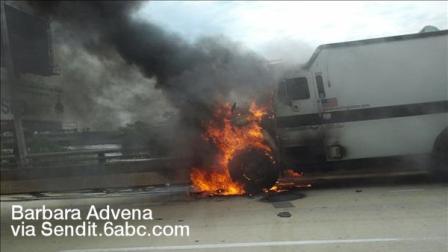 Armored car fire on I-95