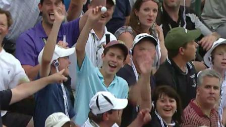Local teen in grandstands catches ball at US Open