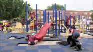 Playground construction in West Oak Lane
