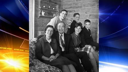 FILE: The First Family-to-be of Pennsylvania Governor-elect William Warren Scranton, wife and their four children on Nov. 30, 1962 at Dalton, near Scranton. Rear: William, 15 (left), and John, 13. Front: Left to right, Mrs. Scranton, Scranton, Susan, and Peter, 8. Republican Scrantons political rise has been swift. He became Congressman in 1960 in his first campaign. (AP Photo/PV)