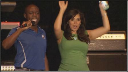 Action News anchor Alicia Vitarelli and reporter Kenneth Moton at Musikfest 2013.