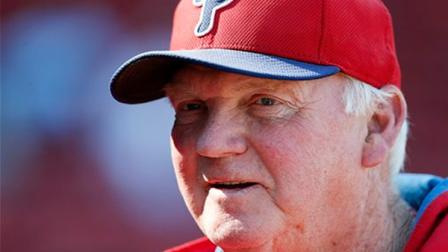 Philadelphia Phillies manager Charlie Manuel before a baseball game against the Boston Red Sox in Boston, Monday, May 27, 2013. (AP Photo/Michael Dwyer)