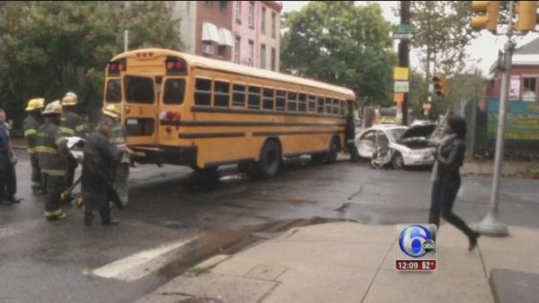 3 children, car driver hurt in school bus crash