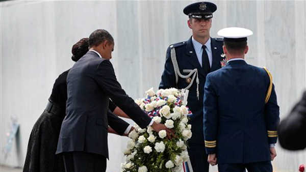 First lady Michelle Obama greets an audience...