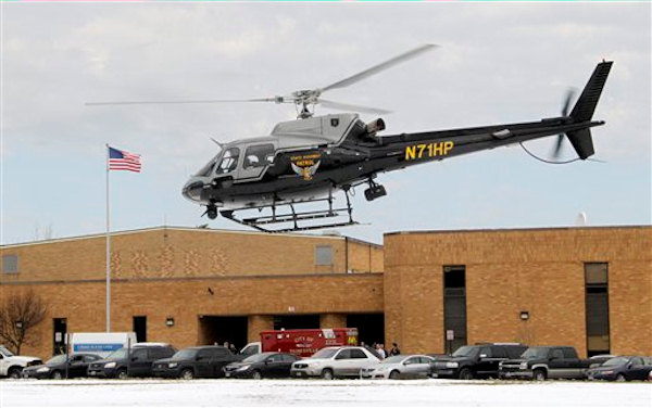 An Ohio State Highway patrol helicopter leaves...