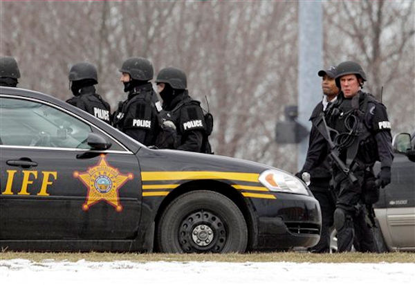 An Ohio State Highway patrol helicopter leaves...
