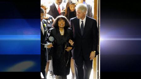 FILE - In this Aug. 15, 2005 file photo, former President Bill Clinton escorts Eunice Johnson, widow of Ebony magazine founder John Johnson, center, into the Rockefeller Memorial Chapel in Chicago for her husbands funeral. On Sunday, Jan. 3, 2010, Eunice Johnson died according to the Chicago-based Johnson Publishing Company. She was 93. The cause of death was not immediately available. Eunice Johnson is credited with naming Ebony magazine. Her daughter, Linda Johnson Rice, now heads the publishing company. (AP Photo/Jeff Roberson, File)
(AP)