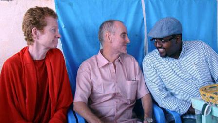 British sailors Paul and Rachel Chandler, left, talk with a local leader after the two were released from captivity on Sunday, Nov. 14, 2010 in Adado town, Somalia. The British couple kidnapped off their private yacht by Somali pirates more than a year ago were set free Sunday, ending one of the most drawn-out and dramatic hostage situations since the rash of piracy began off East Africa. Pirates boarded the Chandlers 38-foot yacht the night of Oct. 23, 2009, while sailing from the island nation of Seychelles. The couple, married for almost three decades, took early retirement about four years ago and were spending six-month spells at sea. (AP Photo)