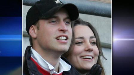 FILE- In this file photo dated Feb. 10, 2007, showing Britains Prince William, left, and girlfriend Kate Middleton as they watch the England against Italy Six Nation rugby match at Twickenham stadium in London.