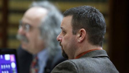 Joshua Turnidge listens to testimony during the penalty phase of his trial in Marion County Circuit Court on Tuesday, Dec. 21, 2010 in Salem, Ore. Joshua Turnidge and his father Bruce Turnidge were found guilty Dec. 8 of aggravated murder and other charges related to the 2008 bombing at West Coast Bank in Woodburn. (AP Photo/Randy L Rasmussen)