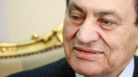 Egyptian President Hosni Mubarak listens during a meeting with Russian Deputy Foreign Minister Alexander Saltanov, at the Presidential palace in Cairo, Egypt, Wednesday, Feb. 9, 2011.