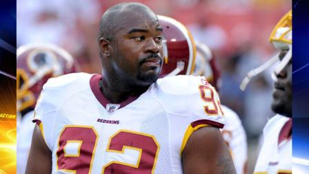 FILE - In this Aug. 21, 2010, file photo, Washington Redskins defensive lineman Albert Haynesworth looks on before an NFL preseason football game against Baltimore Ravens in Landover, Md. People with knowledge of the negotiations say that the Washington Redskins and the Tennessee Titans are in discussions about a trade of disgruntled defensive tackle Albert Haynesworth. The people spoke to The Associated Press on Tuesday, Sept. 7, 2010, on condition of anonymity because the talks are confidential. Washington signed Haynesworth to a $100 million contract in 2009 as a free agent, and the tackle accepted a $21 million bonus in April. (AP Photo/Susan Walsh, File)