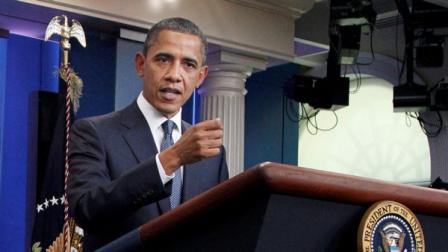President Barack Obama discusses the continuing budget talks, Tuesday, July 19, 2011, in the the briefing room of the White House in Washington.