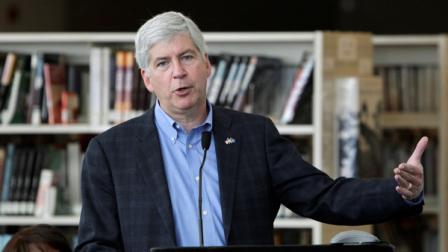 Gov. Rick Snyder speaks during a news conference in Detroit, Monday, June 20, 2011.