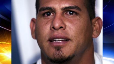 Washington Nationals catcher Wilson Ramos attends a news conference at Judicial Police headquarters in Valencia, Venezuela, Saturday Nov. 12, 2011. Ramos kidnapping ordeal ended after two days when police commandos rescued him in a flurry of gunfire Friday night. Authorities said they had arrested four of the captors, all of them Venezuelan men in their 20s. A 60-year-old woman and 74-year-old man were also arrested for supplying the kidnappers with food from their home in the area, he said. (AP Photo/Ariana Cubillos)