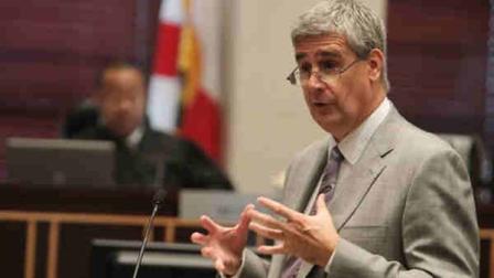 FILE - In this July 4, 2011, file photo, Assistant State Attorney Jeff Ashton gives the final rebuttal in the Casey Anthony murder trial at the Orange County Courthouse in Orlando, Fla. Ashton takes aim at the Florida mothers attorneys in his new book, Imperfect Justice: Prosecuting Casey Anthony, calling her lead counsel smarmy. (AP Photo/Red Huber, Pool, File)