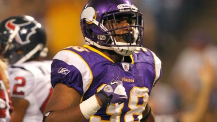 Minnesota Vikings running back Caleb King reacts after scoring a touchdown during the second half of an NFL preseason football game against the Houston Texans Thursday, Sept. 1, 2011, in Minneapolis. (AP Photo/Andy King)