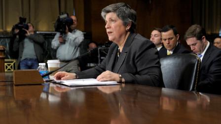 Homeland Security Secretary Janet Napolitano testifies on Capitol Hill in Washington, Wednesday, April 25, 2012, before the Senate Judiciary Committee hearing on the Secret Service prostitution scandal that embarrassed the White House and overshadowed the presidents visit to a Latin American summit.