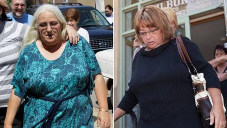 Sharon Jones, left, who cashed a winning lottery ticket after taking it from a bin of discarded tickets July 15, 2011, at a Beebe, Ark., convenience store, walks to a court house during a break in a trial in Searcy, Ark., Tuesday, May 1, 2012. Sharon Duncan, right, is one of three women involved in the lawsuit over the $1 million lottery ticket.