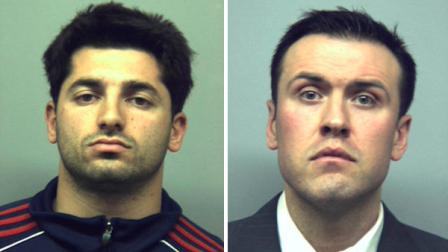 These April 5, 2011 booking photos provided by the Bergen County Prosecutors Office shows Michael Sumulikoski and Artur Sopel. (AP Photo/Bergen County Prosecutors Office)