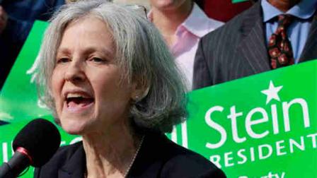 FILE - In this Oct. 24, 2011 file photo, Jill Stein of Lexington, Mass. speaks during a news conference outside the Statehouse in Boston. Stein, a Massachusetts doctor who ran against Mitt Romney for governor a decade ago is poised to challenge him again _ this time for president as the Green Partys candidate. (AP Photo/Elise Amendola)