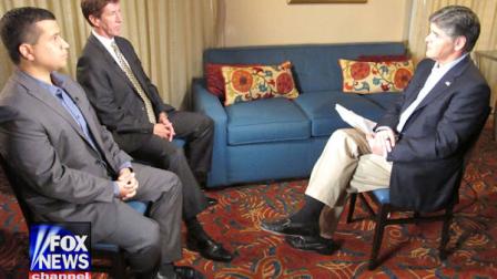 In this photo provided by the Fox News Channel, Fox News Channel host Sean Hannity, right, interviews George Zimmerman, left, and his attorney Mark OMara, Wednesday, July 18, 2012 at an undisclosed Florida location. Zimmerman has been charged with second degree murder for the Feb. 26, 2012 shooting death of Florida teenager Trayvon Martin. He is claiming self-defense under Floridas Stand Your Ground law. (AP Photo/Fox News Channel)