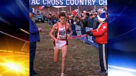 FILE - This Nov. 28, 1987 file photo shows Pat Porter breaking the tape to win the United States Senior Mens Cross Country Championships, for the sixth year in a row, in New York. A twin-engine plane that crashed on takeoff from a northern Arizona airport was registered to the two-time Olympic distance runner from Albuquerque, N.M. Authorities said Thursday, July 26, 2012, a man and two children were killed when the plane went down near Sedona. Their names havent been released. (AP Photo/Wilbur Funches, File)