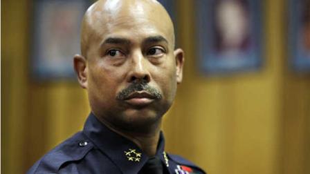 Detroit Police Chief Ralph Godbee addresses the media during a news conference, Tuesday, Sept. 21, 2010, in Detroit. Mayor Dave Bing promoted the citys interim police chief to the role permanently, saying the new chief has shown he can deliver the results the city deserves. (AP Photo/Carlos Osorio)