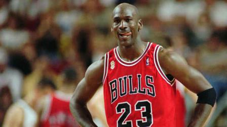 FILE - In this June 9, 1996 file photo Chicago Bulls Michael Jordan stands during a break at the end of an NBA Basketball game against the Seattle SuperSonics in Seattle. (AP Photo/Beth A. Keiser, File)