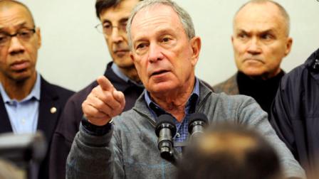 Mayor Michael Bloomberg speaks to the media at Seward Park High School on the lower east side, the site of one of many public shelters set up in preparation of the storm, Sunday, Oct. 28, 2012, in New York. Tens of thousands of people were ordered to evacuate coastal areas Sunday as big cities and small towns across the U.S. Northeast braced for the onslaught of a superstorm threatening some 60 million people along the most heavily populated corridor in the nation. (AP Photo/ Louis Lanzano)