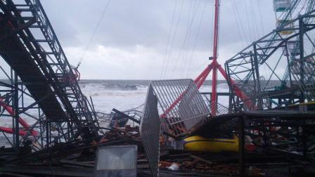 Damage is seen at FunTown Amusement Pier in Seaside Park, N.J. in the wake of Superstorm Sandy on Tuesday, Oct. 30, 2012.