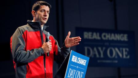 Republican vice presidential candidate, Rep. Paul Ryan, R-Wis., gestures as he speaks during a campaign event at Harrisburg International airport, Saturday, Nov. 3, 2012 in Middletown, Pa. (AP Photo/Mary Altaffer)