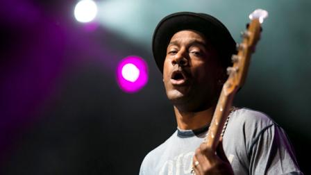 FILE - This is a Wednesday, May 23, 2012 file photo of Grammy award-winning jazz bassist Marcus Miller performs in concert at Papp Laszlo Sports Arena in Budapest, Hungary, Wednesday, May 23, 2012. Marcus Miller and several members of his band were injured when their bus overturned Sunday Nov. 25, 2012 on a busy highway in Switzerland, killing the driver, police said. (AP Photo/MTI, Balazs Mohai, File)