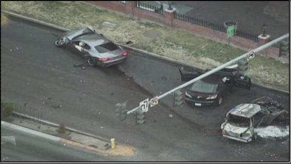 Shootout and crash in Las Vegas