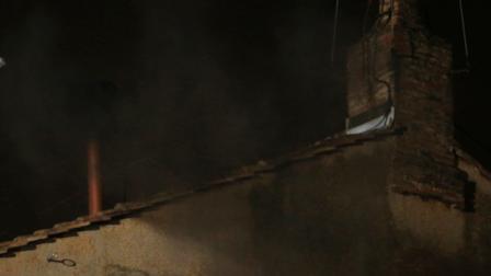 Black smoke emerges from the chimney on the roof of the Sistine Chapel, in St. Peters Square at the Vatican, Tuesday, March 12, 2013. The black smoke indicates that the new pope has not been elected yet. (AP Photo/Dmitry Lovetsky)
