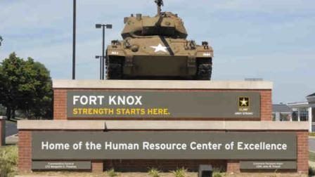 This Aug. 18, 2010 image provided by the U.S. Army shows the Chaffee Gate entrance to Fort Knox. (AP Photo/US Army)