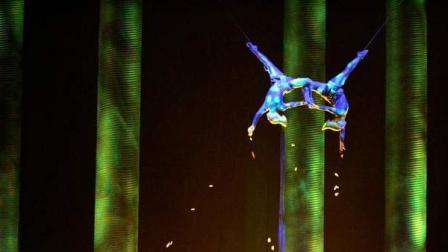 In this Nov. 28, 2008, photo, Sarah Guyard-Guillot, left, and Sami Tiaumassi perform as Forest People during Cirque du Soleils Ka at MGM Grand Resort in Las Vegas. Guyard-Guillot, a mother of two young children, was pronounced dead at a hospital late Saturday night, June 29, 2013, after falling about 50 feet from the shows stage during a performance of Cirque du Soleils Ka. (AP Photo/Las Vegas Sun, Leila Navidi)