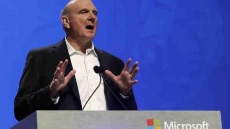 Microsoft Corp. CEO Steve Ballmer speaks during Microsofts annual meeting of shareholders, Wednesday, Nov. 28, 2012, in Bellevue, Wash. (AP Photo/Ted S. Warren)