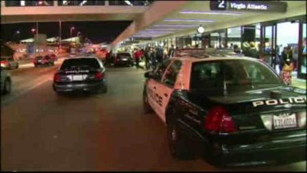 Authorities say an explosion from a plastic bottle containing dry ice at a Los Angeles International Airport terminal caused up to four flights to be delayed.